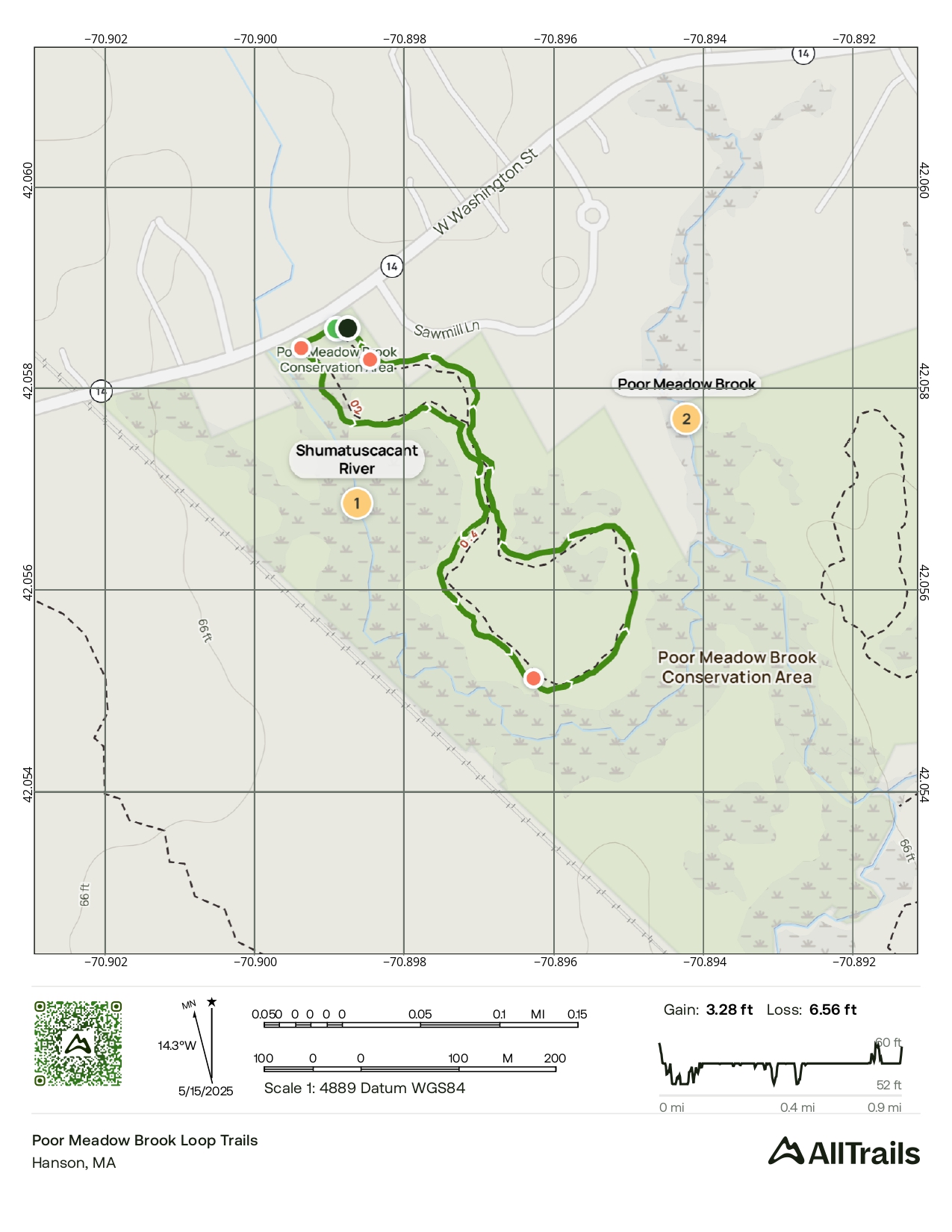 Poor Meadow Brook Trail Outer Loop Map